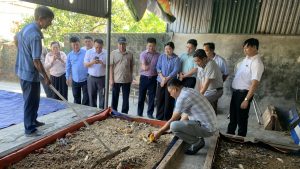 Trung tâm Khuyến nông phối hợp tham quan, học hỏi kinh nghiệm mô hình nuôi sâu Canxi tại xã Cẩm Bình